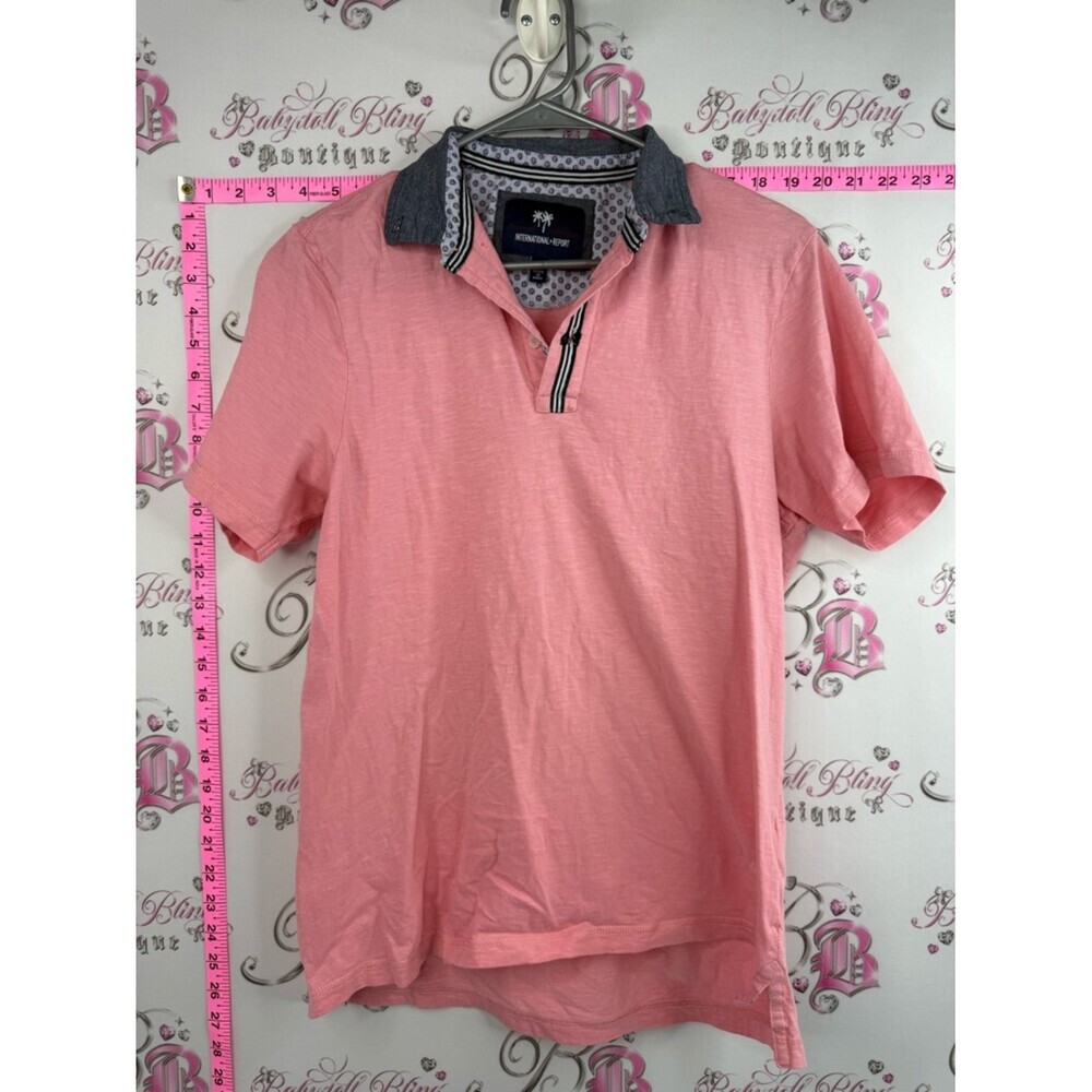 Tropical collection T-shirt Pink Short-Sleeve Polo with Contrast Collar